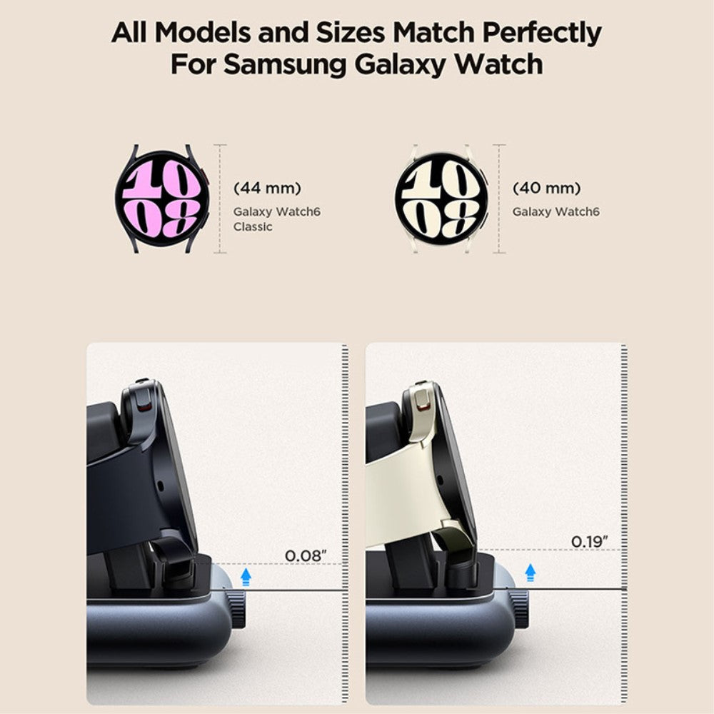 Silikone Holder passer til Samsung Smartwatch - Sort#serie_1150