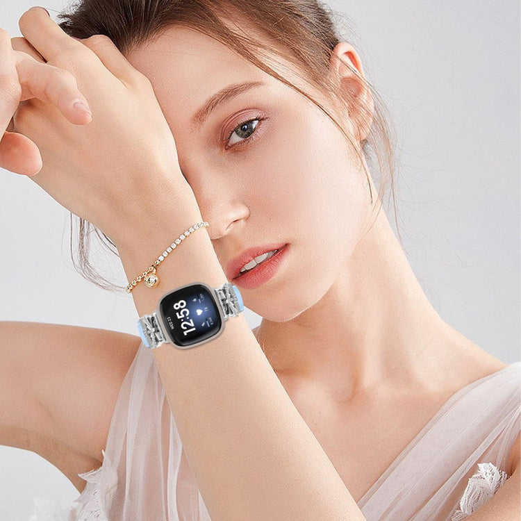 Fitbit Versa 3 / 4 / Sense / Sense 2 Silver Buckle Watchband Butterfly Connector Strap - Blue#serie_4