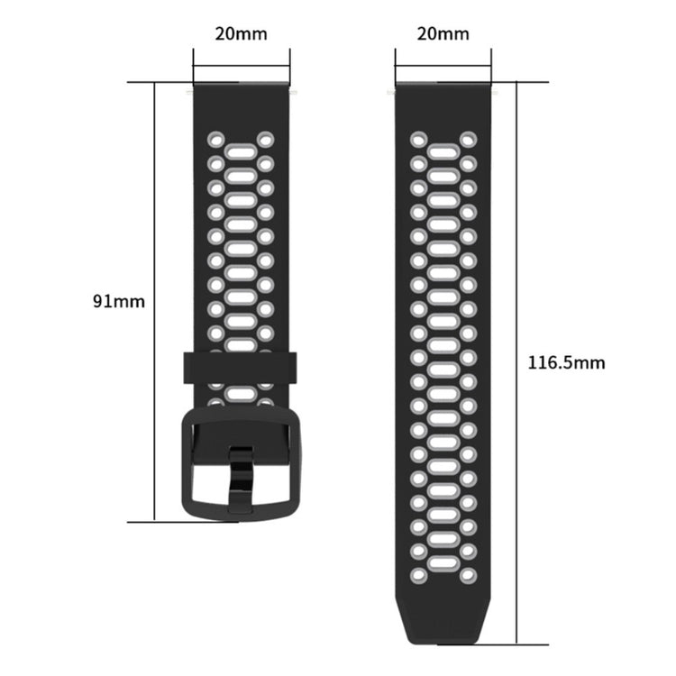 Coros Pace 2 / Garmin vivoactive 5 / GarminActive 5 / Venu Sq 2 Dual Color Watch Strap 20mm Silicone Watchband - Black / Lake Blue#serie_4