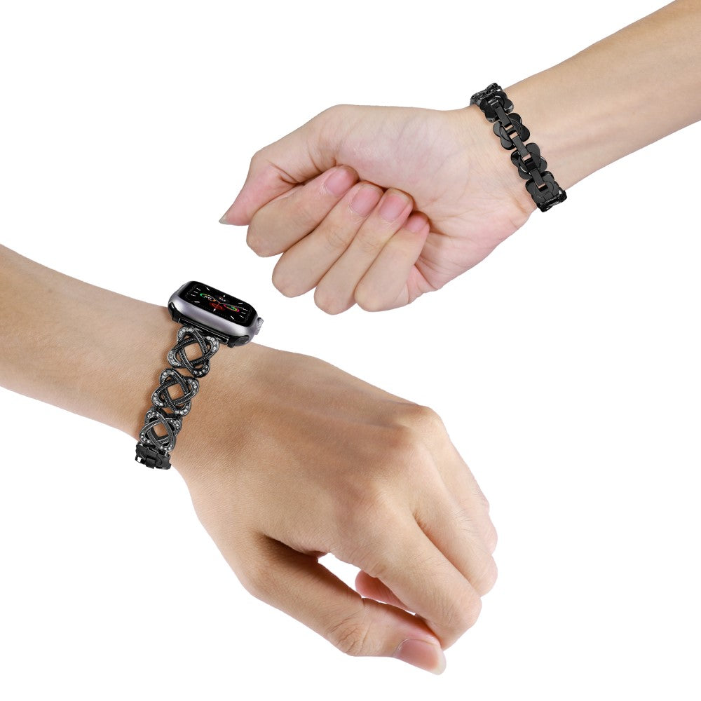 Apple Watch 49mm / 45mm / 44mm / 42mm Watch Band Jewelry Metal Strap - Black#serie_1