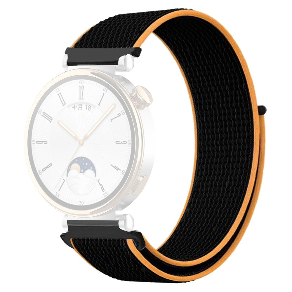 Huawei Watch GT 4 41mm / Garmin Venu 3S Watch Band 18mm Nylon Loop Adjustable Wrist Strap - Black+Orange#serie_24