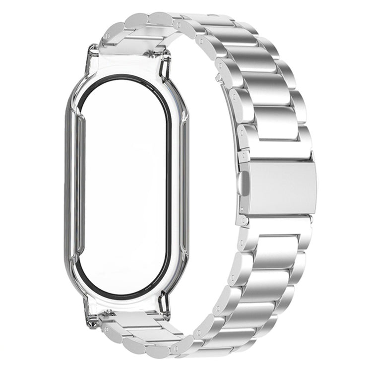 Xiaomi Smart Band 8 / Band 8 NFC Watch Strap with Case and Tempered Glass Screen Protector - Silver / Clear Case#serie_2