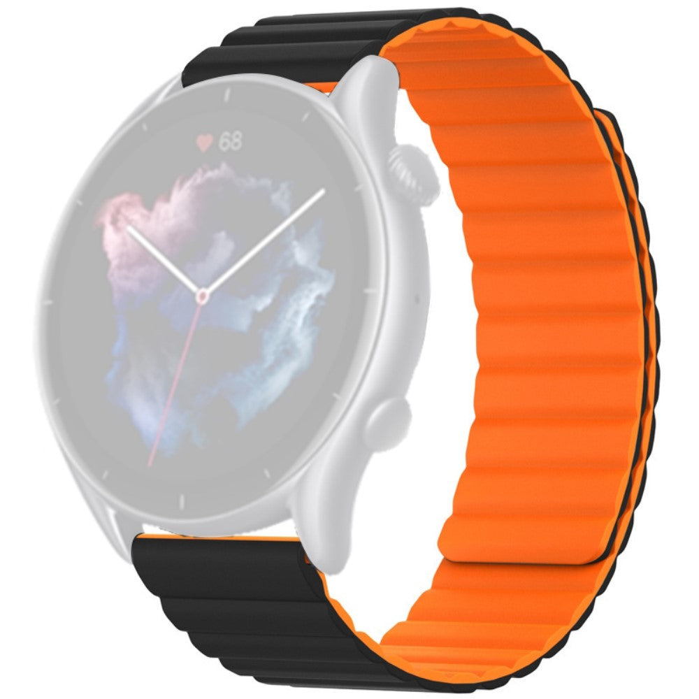 Huami Amazfit GTS 4 / 3 / 2 / 1 / mini Magnetic Watch Band Universal 22mm Silicone Straps - Black+Orange#serie_1