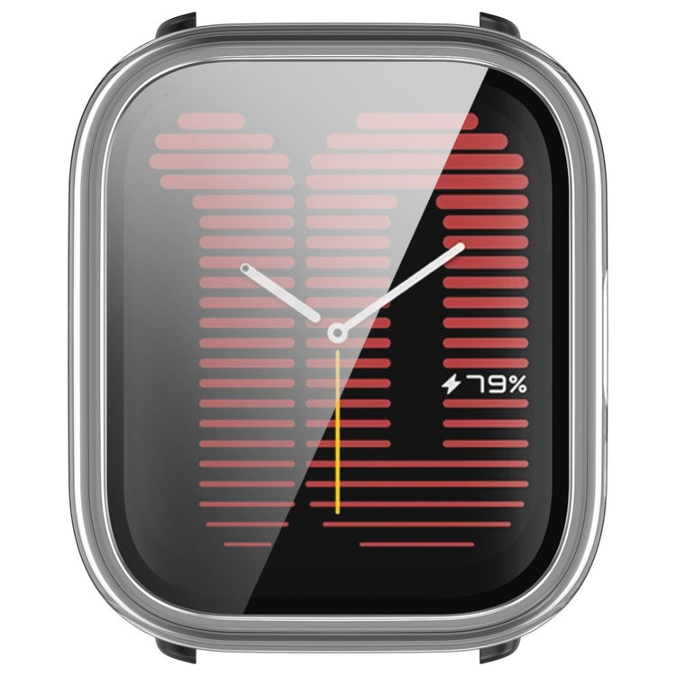 Rigtigt Godt Cover med Skærmbeskytter i Silikone og Glas passer til Amazfit Active - Gennemsigtig#serie_6