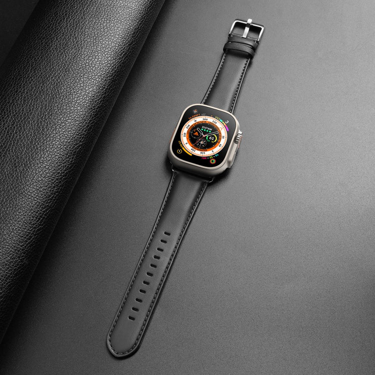 Skøn Metal Og Kunstlæder Universal Rem passer til Apple Smartwatch - Sort#serie_1