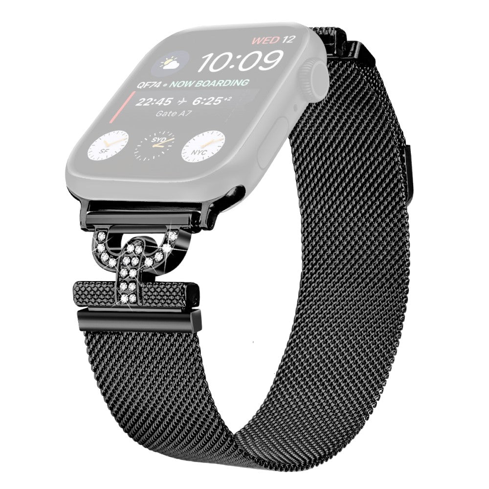 Rhinestone S-shape milanese stainless steel strap Apple Watch Series 9 41mm - Black#serie_1