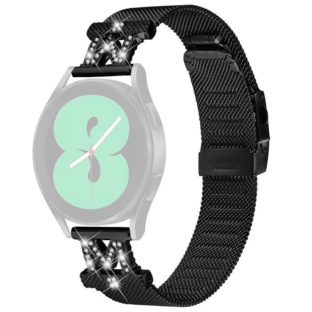 20mm Samsung Galaxy Watch Active 2 / Active rhinestone decor stainless steel strap - Black#serie_1