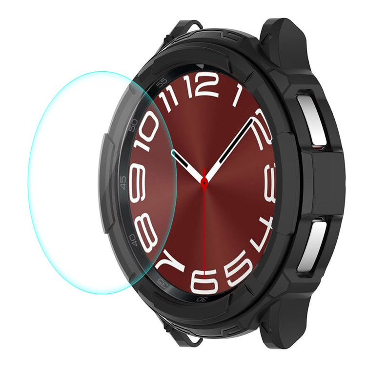 HAT PRINCE Samsung Galaxy Watch 6 Classic (43mm) hollow cover with 0.2mm tempered glass - Black#serie_1