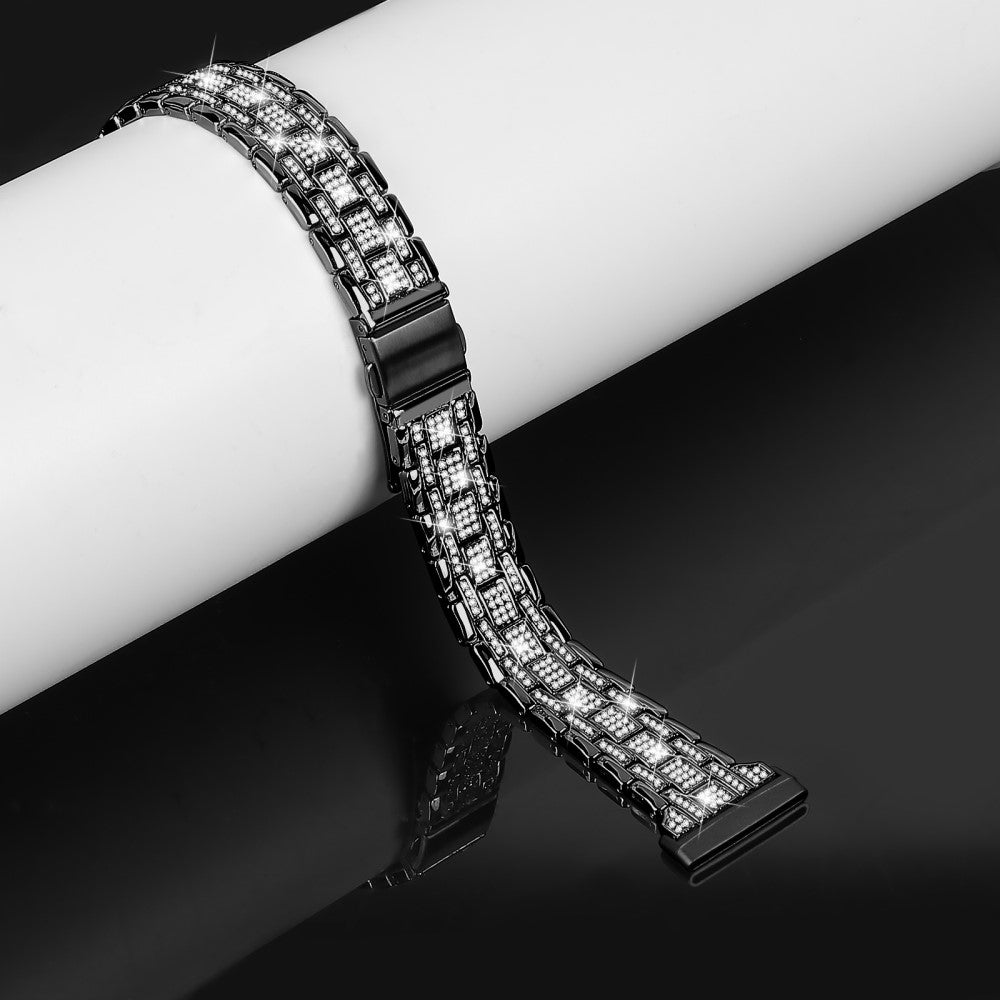 Metal Og Rhinsten Universal Rem passer til Fitbit Sense 2 / Fitbit Versa 4 - Sort#serie_1