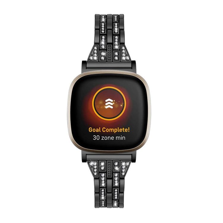 Metal Og Rhinsten Universal Rem passer til Fitbit Sense 2 / Fitbit Versa 4 - Sort#serie_1