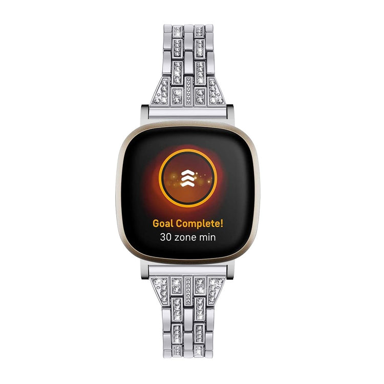 Metal Og Rhinsten Universal Rem passer til Fitbit Sense 2 / Fitbit Versa 4 - Sølv#serie_4