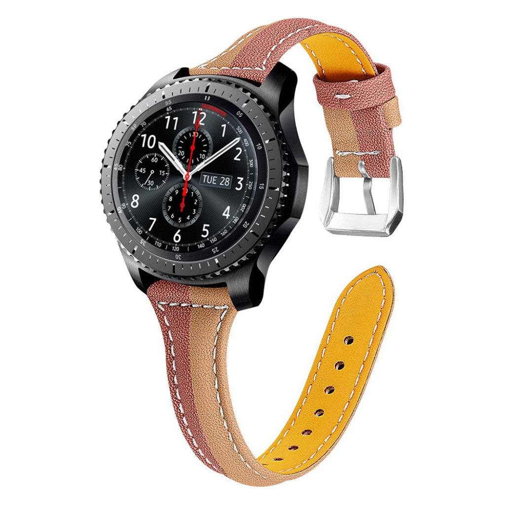 Huawei Watch GT 2 46mm/Amazfit GTR 47mm color contrast genuine leather watch band - Coffee / Brown#serie_3