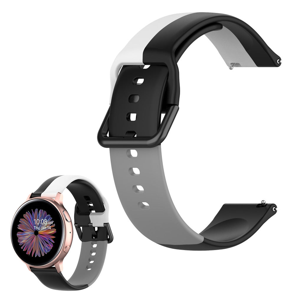 Universal triple color silicone watch band - Black / White / Grey#serie_3