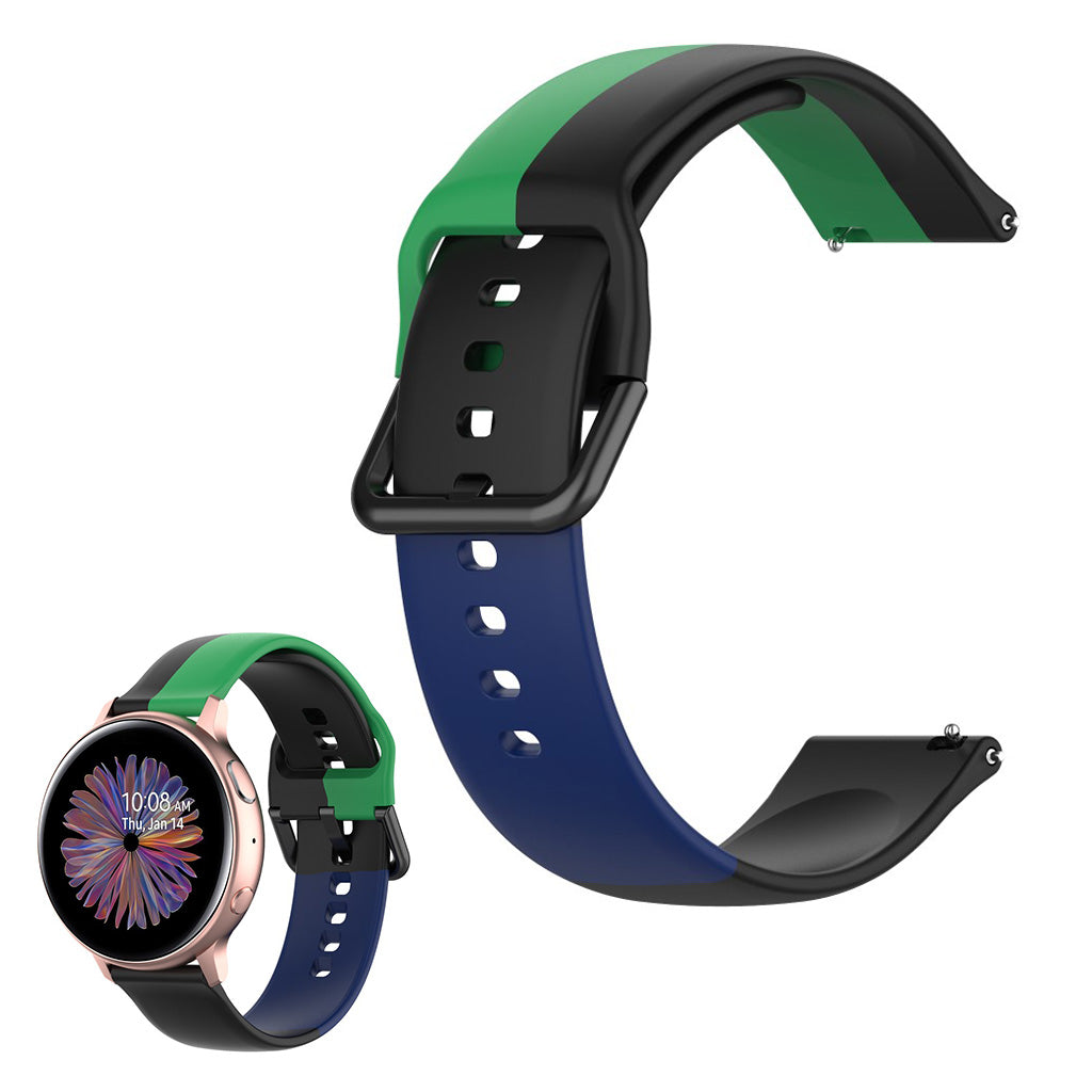 Universal triple color silicone watch band - Black / Green / Blue#serie_5