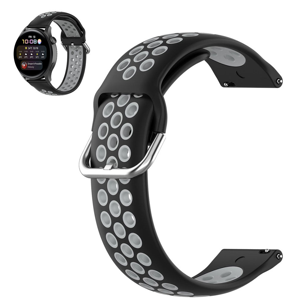 22mm Universal dual color silicone metal buckle watch strap - Black / Grey#serie_1
