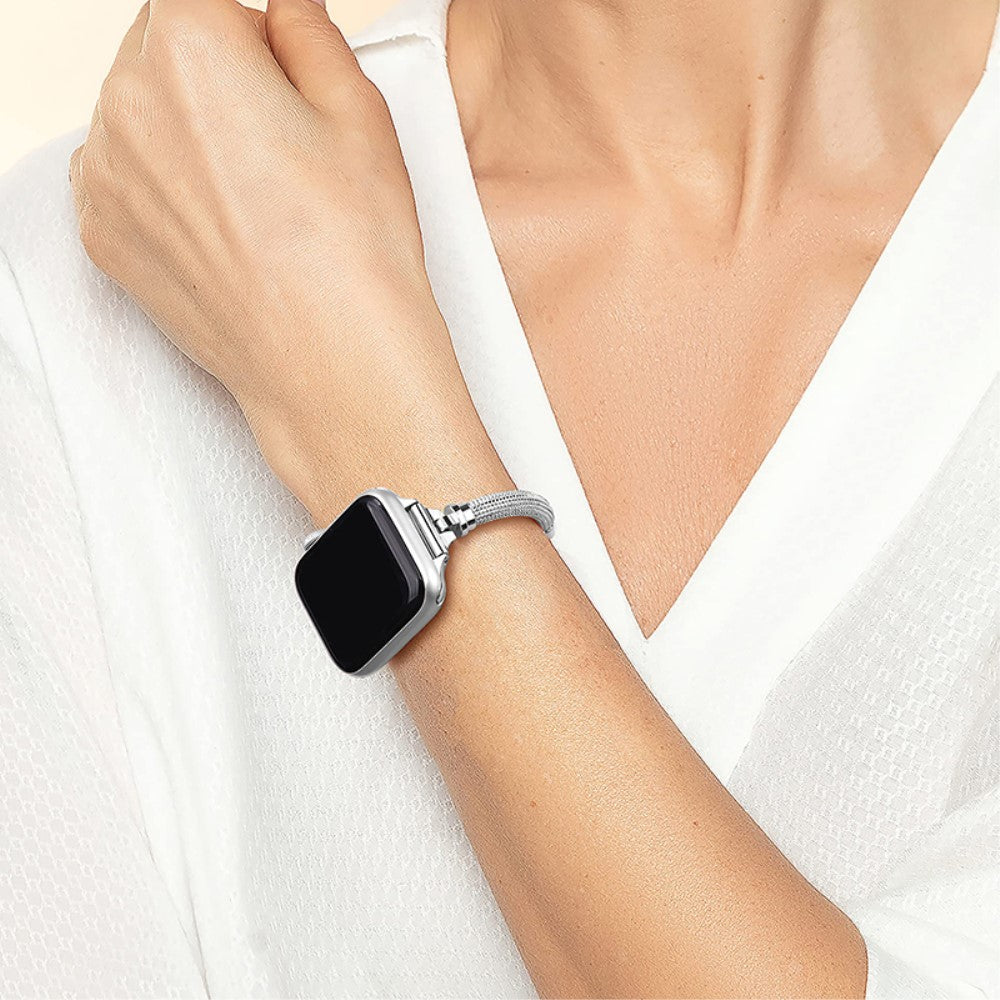 Klassisk Apple Watch Series 7 41mm Metal og Rhinsten Urrem - Sølv#serie_262
