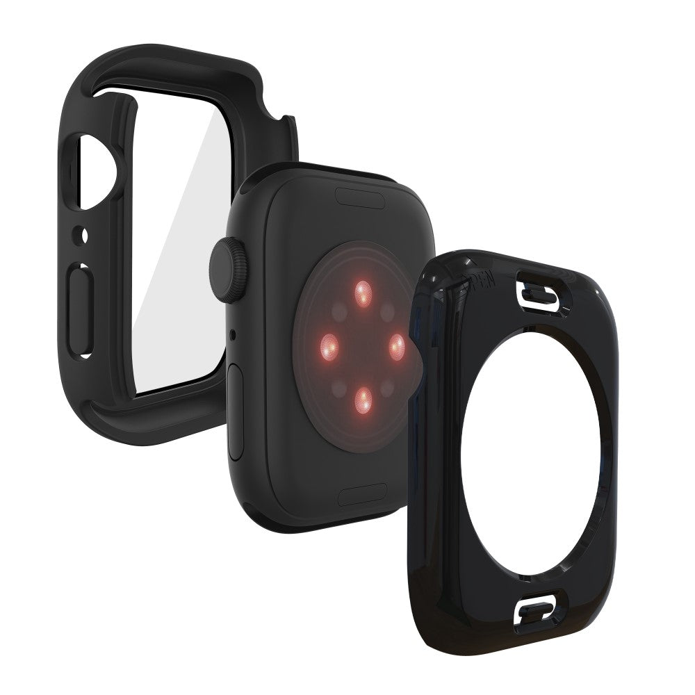 Apple Watch Series 7 45mm Elegant Plastik og Glas Bumper - Sort#serie_5