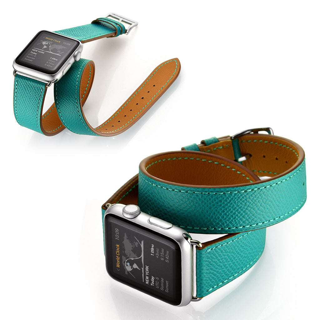 Apple Watch Series 5 40mm / Apple Watch 40mm Ægte læder Rem - Grøn#serie_1