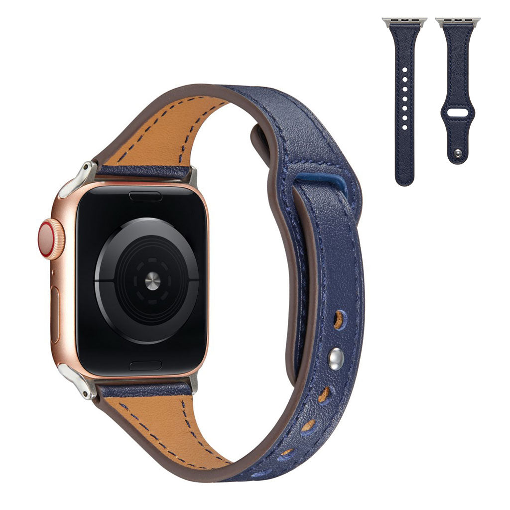 Meget godt Universal Apple Ægte læder Rem - Blå#serie_1