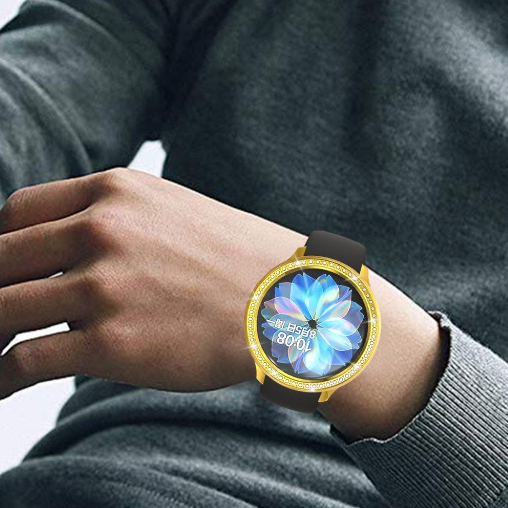 Samsung Galaxy Watch Active 2 - 44mm Rhinsten og Silikone Bumper - Guld#serie_6