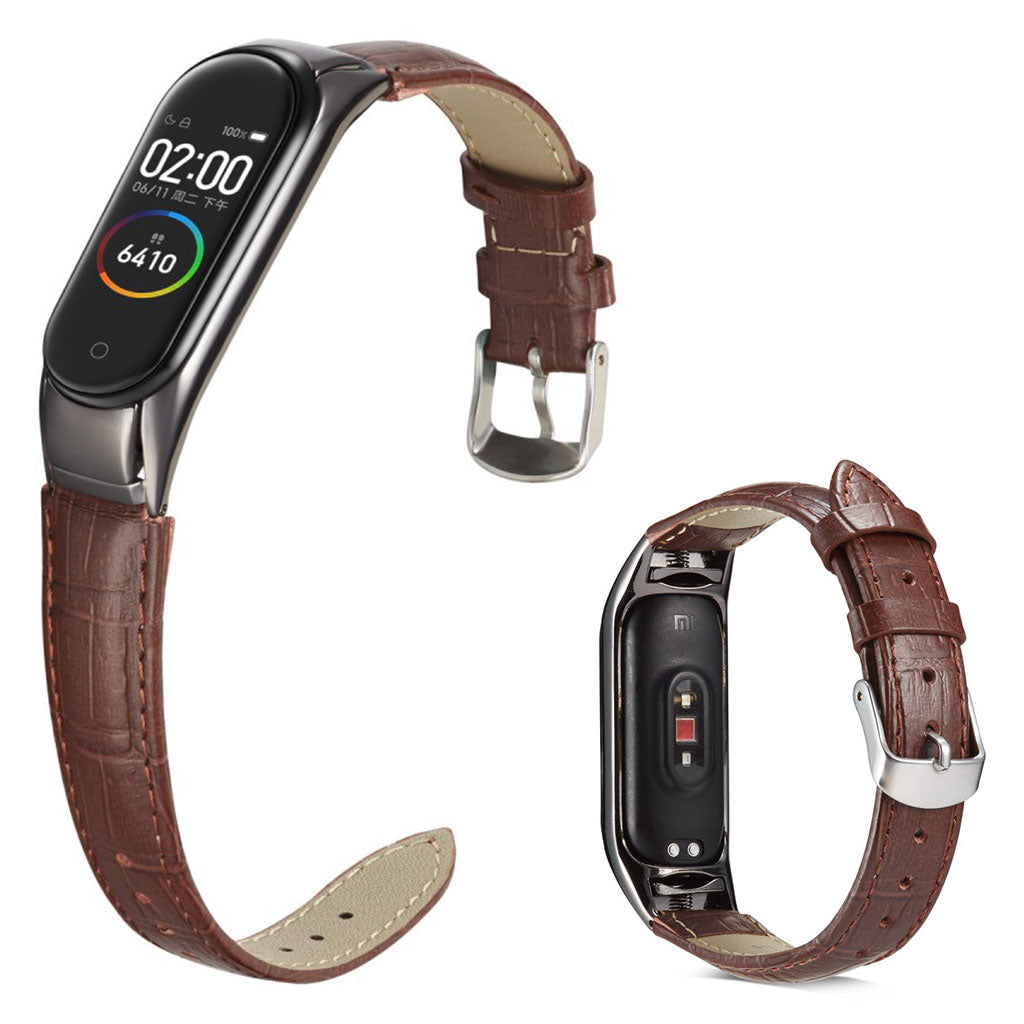 Xiaomi Mi Band 3 / Xiaomi Mi Smart Band 4 Ægte læder Rem - Brun#serie_1