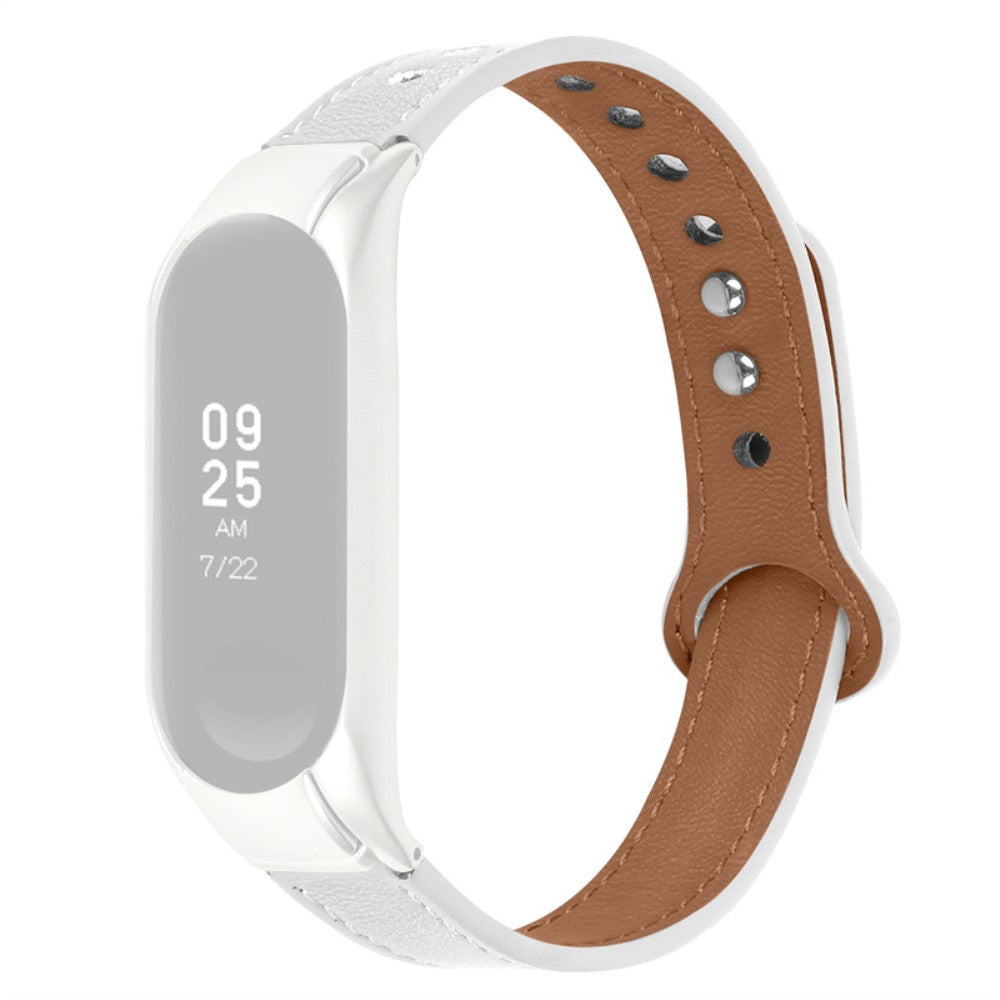 Elegant Xiaomi Mi Band 7 Ægte læder Rem - Hvid#serie_1