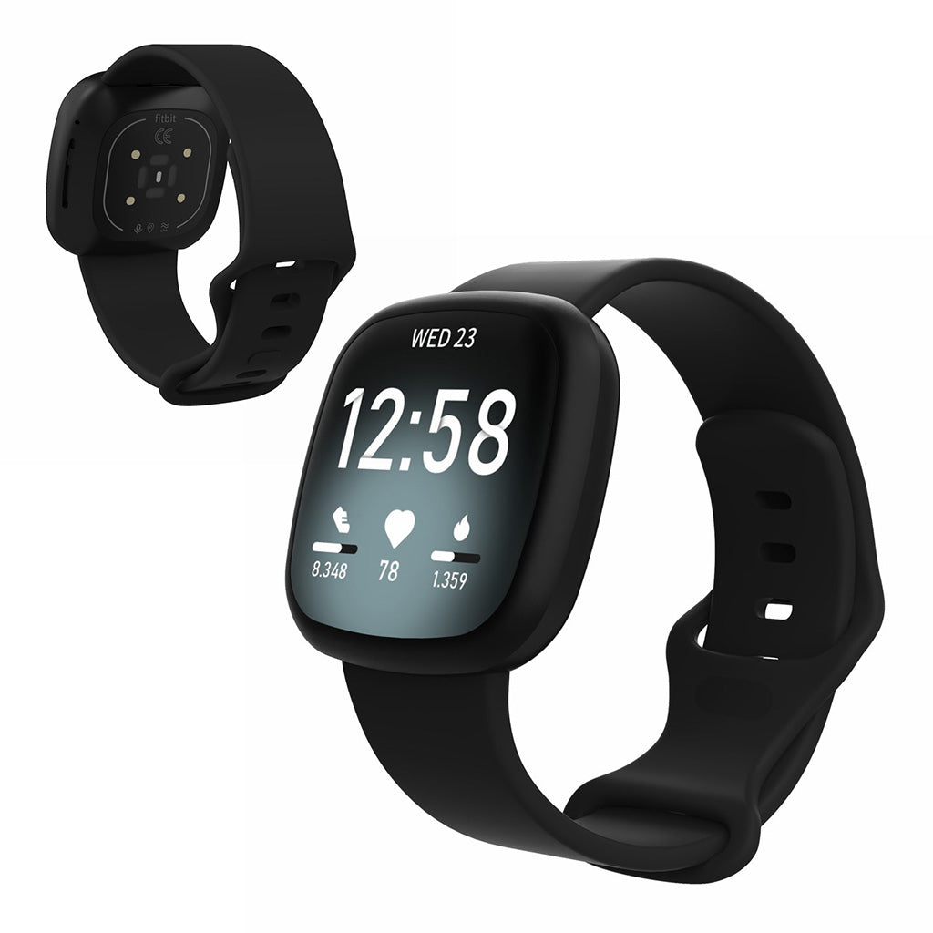 Helt vildt kønt Fitbit Versa 3 / Fitbit Sense Silikone Rem - Størrelse: S - Sort#serie_1
