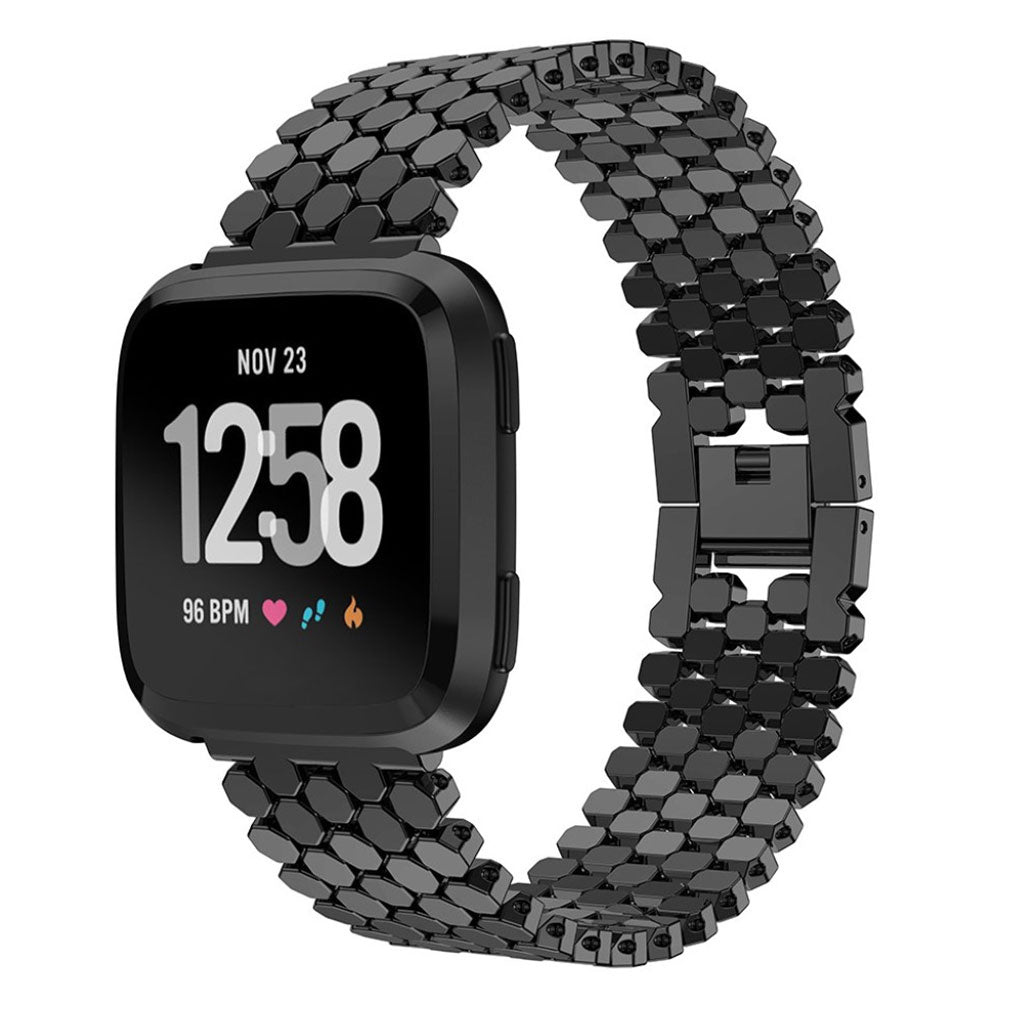 Super skøn Fitbit Versa Lite Metal Rem - Sort#serie_1