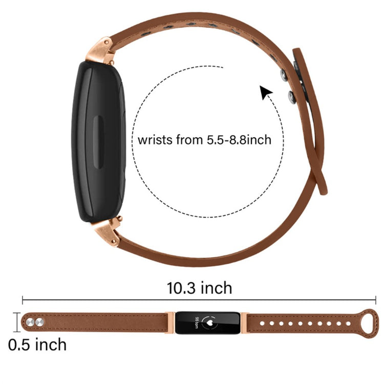 Super skøn Fitbit Inspire 2 / Fitbit Ace 2 Ægte læder Urrem - Brun#serie_11