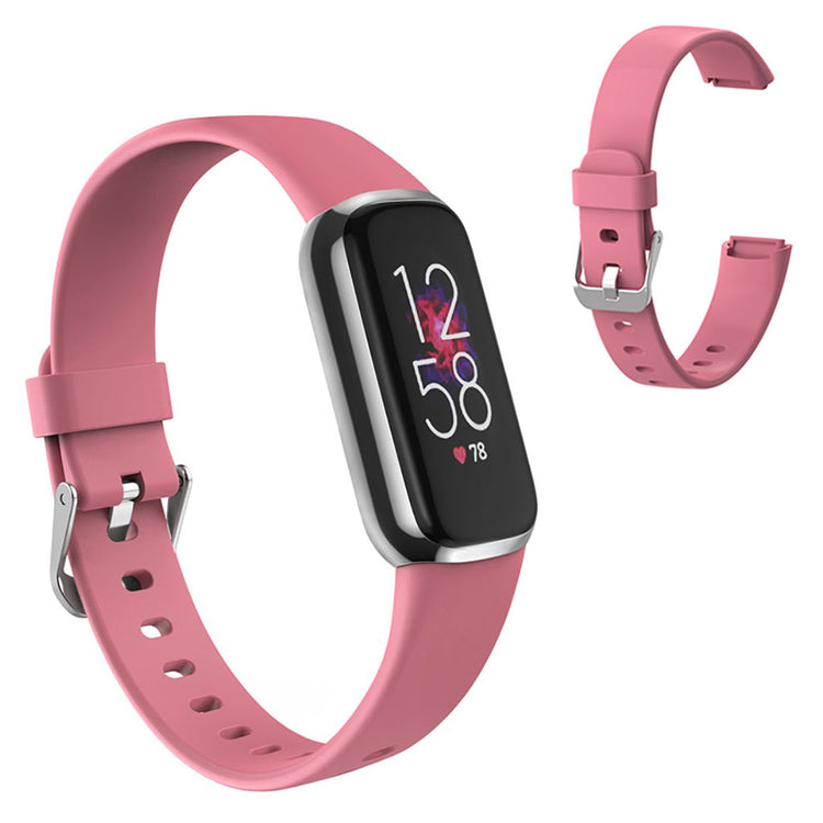 Super hårdfør Fitbit Luxe Silikone Rem - Størrelse: S - Pink#serie_3