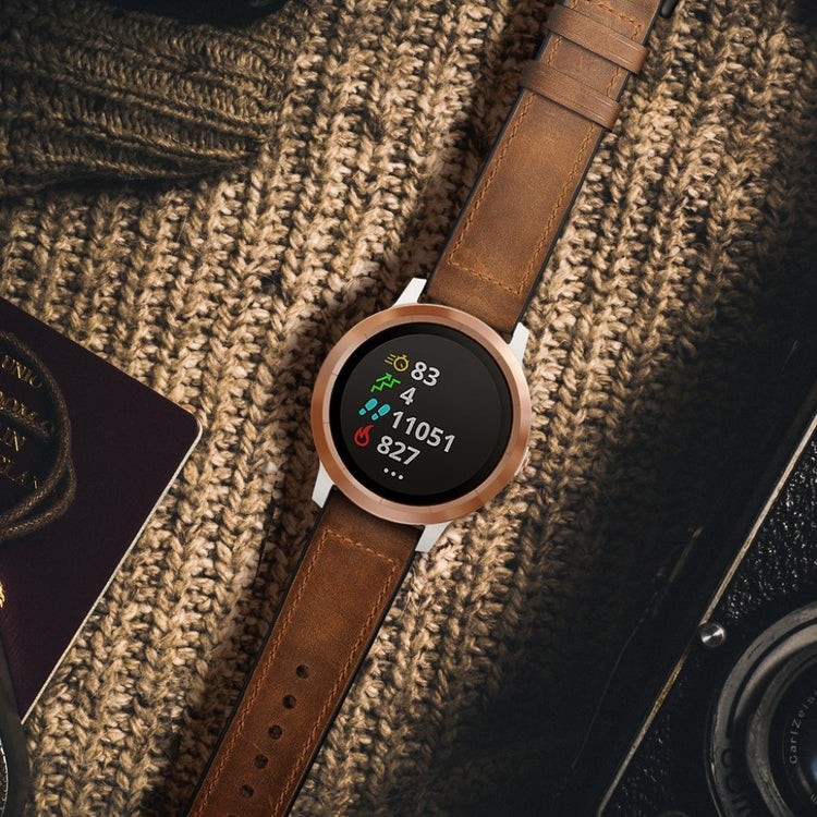 Fed Garmin Vivoactive 3 / Garmin Vivomove HR Ægte læder Rem - Brun#serie_053