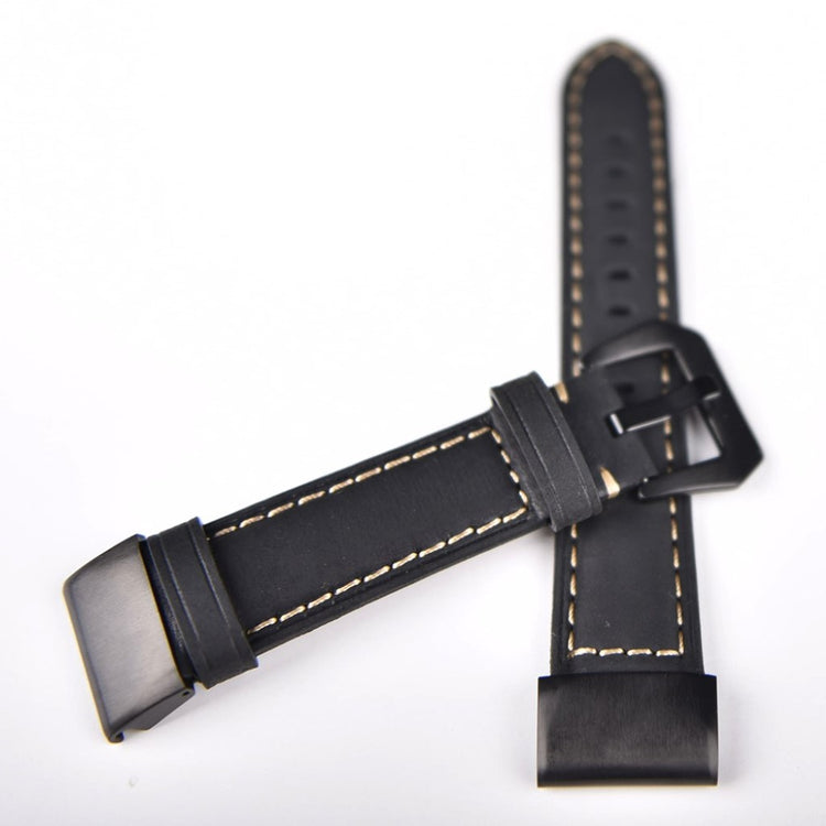 Rigtigt fed Garmin Fenix 5S Ægte læder Rem - Sort#serie_1