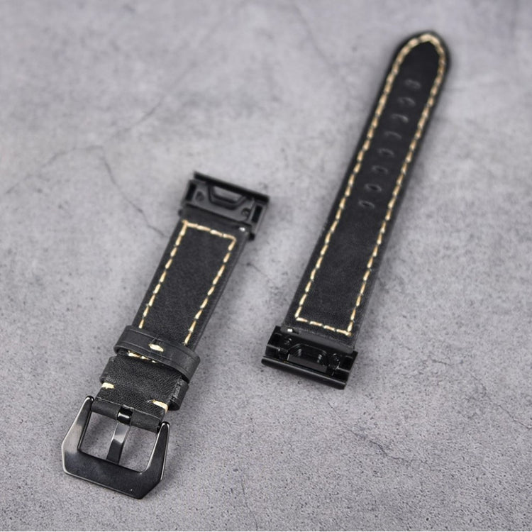 Rigtigt fed Garmin Fenix 5S Ægte læder Rem - Sort#serie_1