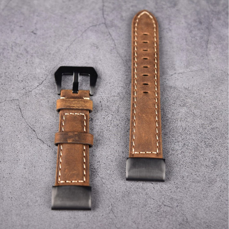 Rigtigt fed Garmin Fenix 5S Ægte læder Rem - Brun#serie_3