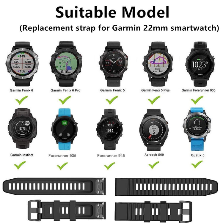 Mega kønt Garmin Fenix 6 Silikone Rem - Sort#serie_1
