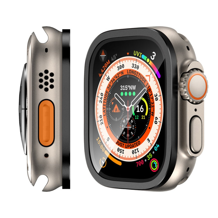 Vildt Fint Universal Cover med Skærmbeskytter i Metal og Glas passer til Apple Watch Ultra 2 / Apple Watch Ultra - Sort#serie_1
