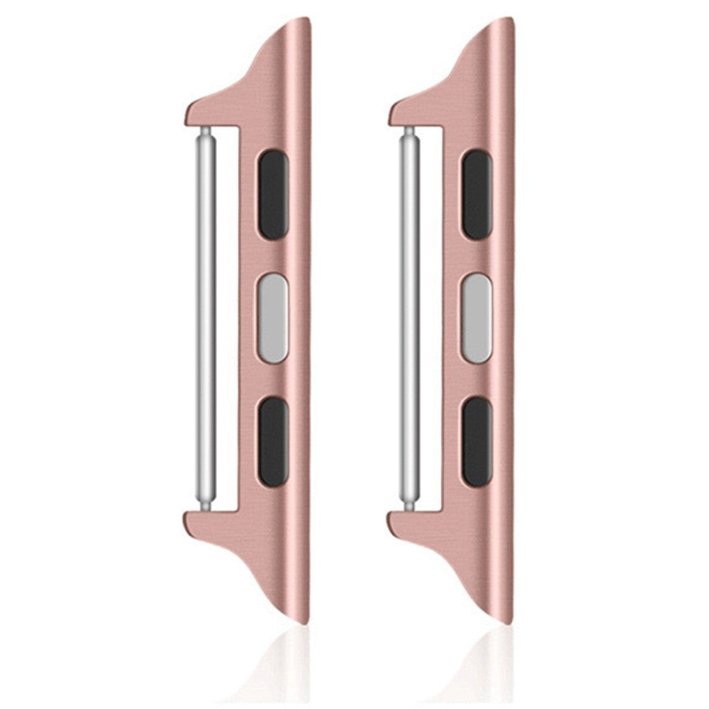 1 Pair Apple Watch Series 49mm - 45mm - 44mm - 42mm Watchband Connector Adapter, 14mm - Gold - Pink#serie_5