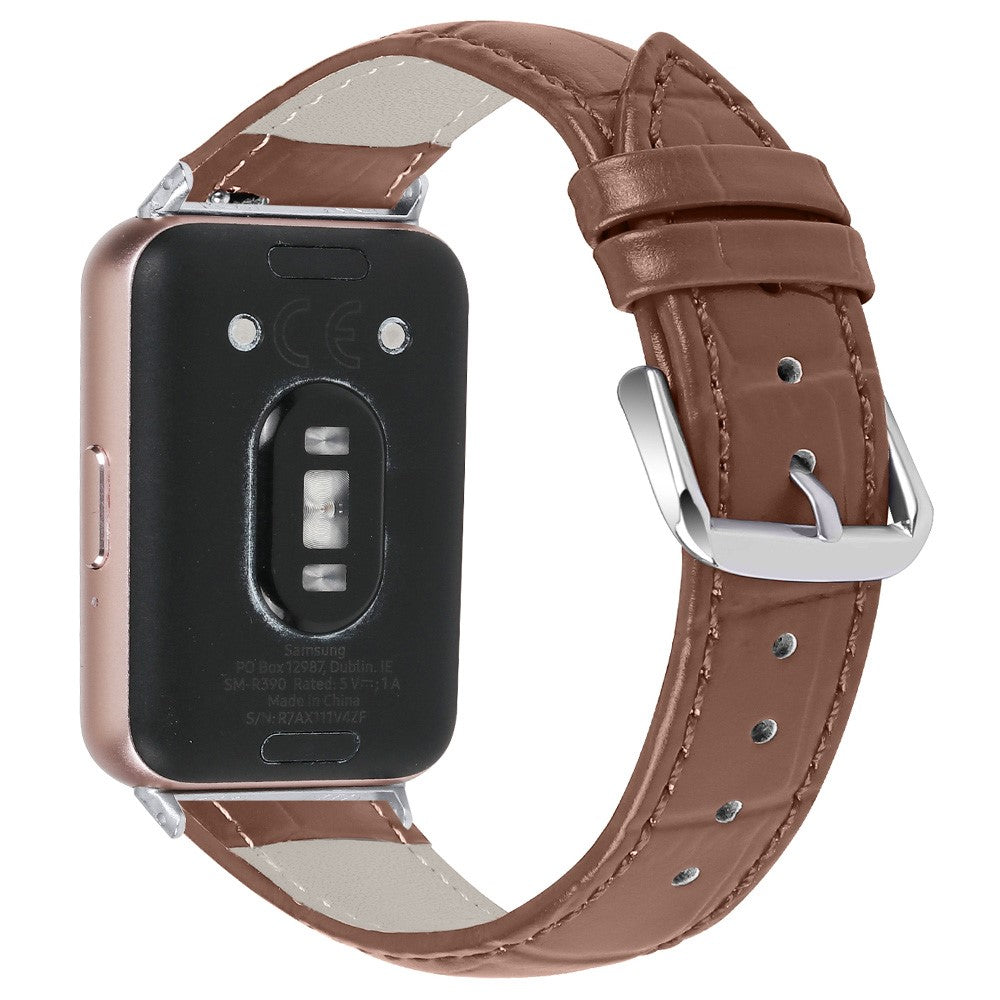 Smooth Vegan Leather Watch Strap Samsung Galaxy Fit3 SM-R390 Wrist Bracelet Band - Brown#serie_6