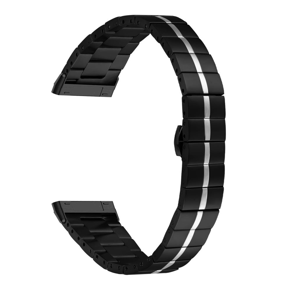 Fitbit Versa 4 / Sense 2 Stainless Steel Watch Strap Wrist Band Replacement - Black+Silver#serie_2