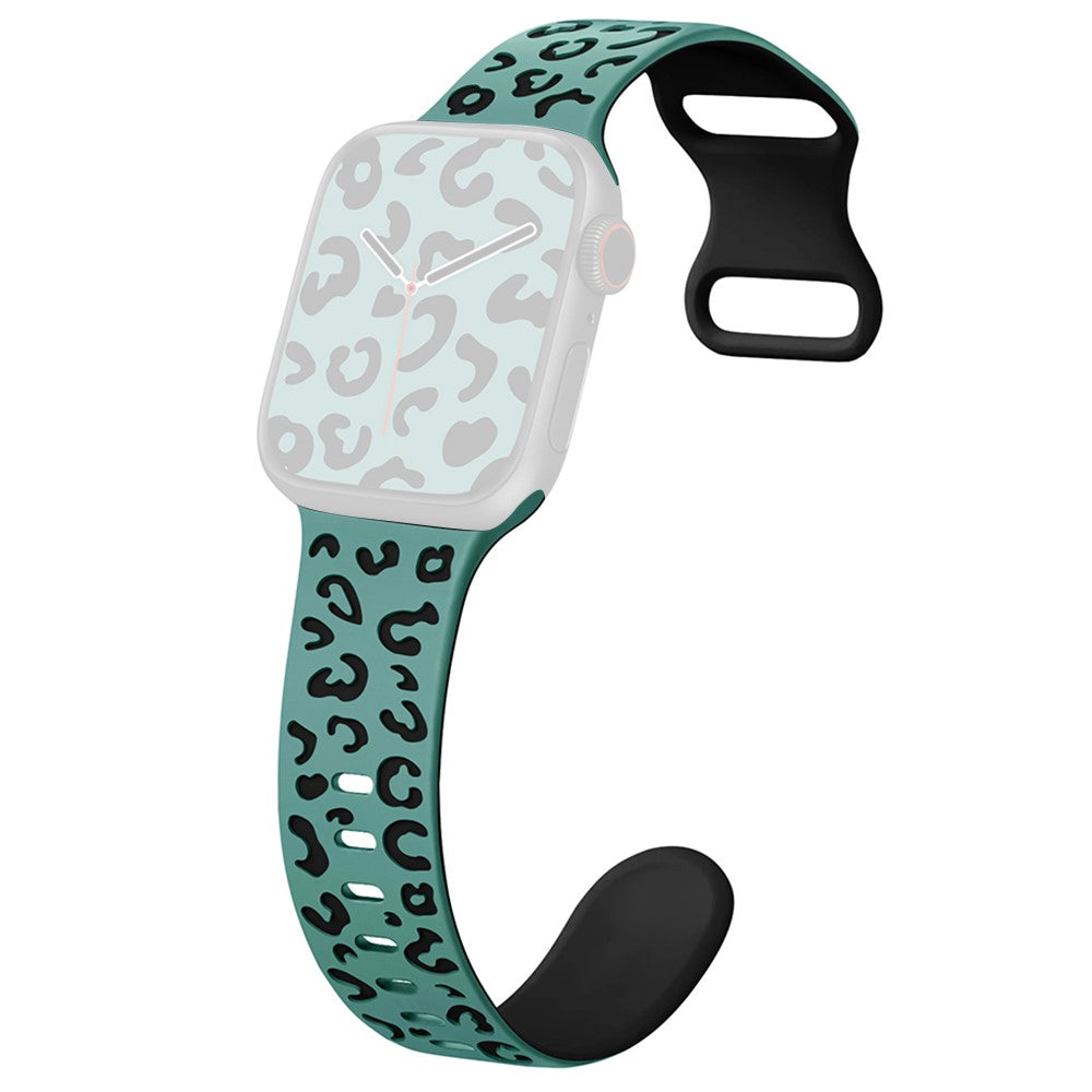 Apple Watch Series 41mm - 40mm - 38mm Leopard Silicone Strap - Green+Black#serie_7