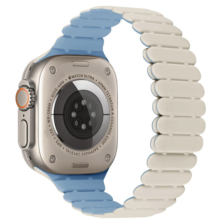 Apple Watch Series 49mm - 45mm - 44mm - 42mm Bamboo Joint Strap - Antique White+Mist Blue#serie_1