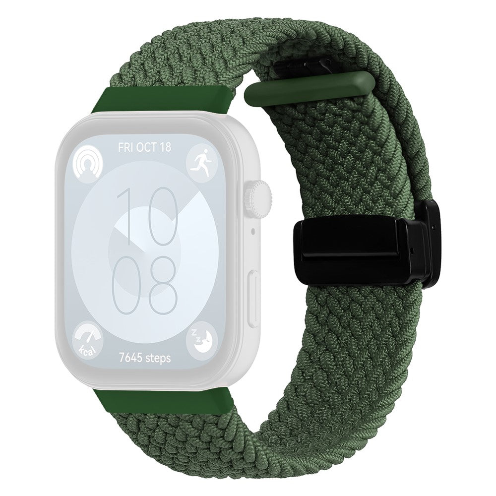 Huawei Watch Fit 3 Replacement Braided Band Magnetic Buckle Watch Strap - Green#serie_9