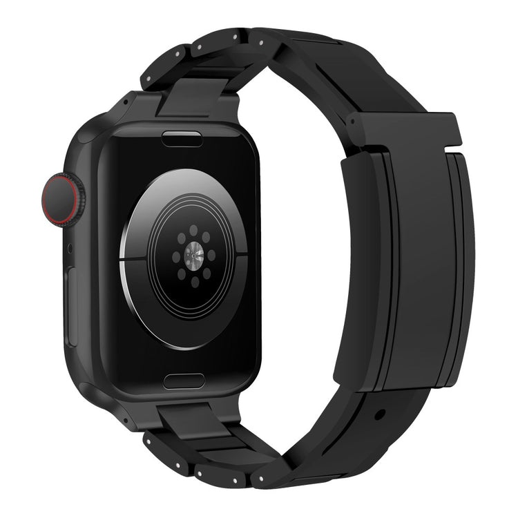 Apple Watch Series 49mm - 45mm - 44mm - 42mm Stainless Steel+Rubber Strap - Black / Black Buckle#serie_1