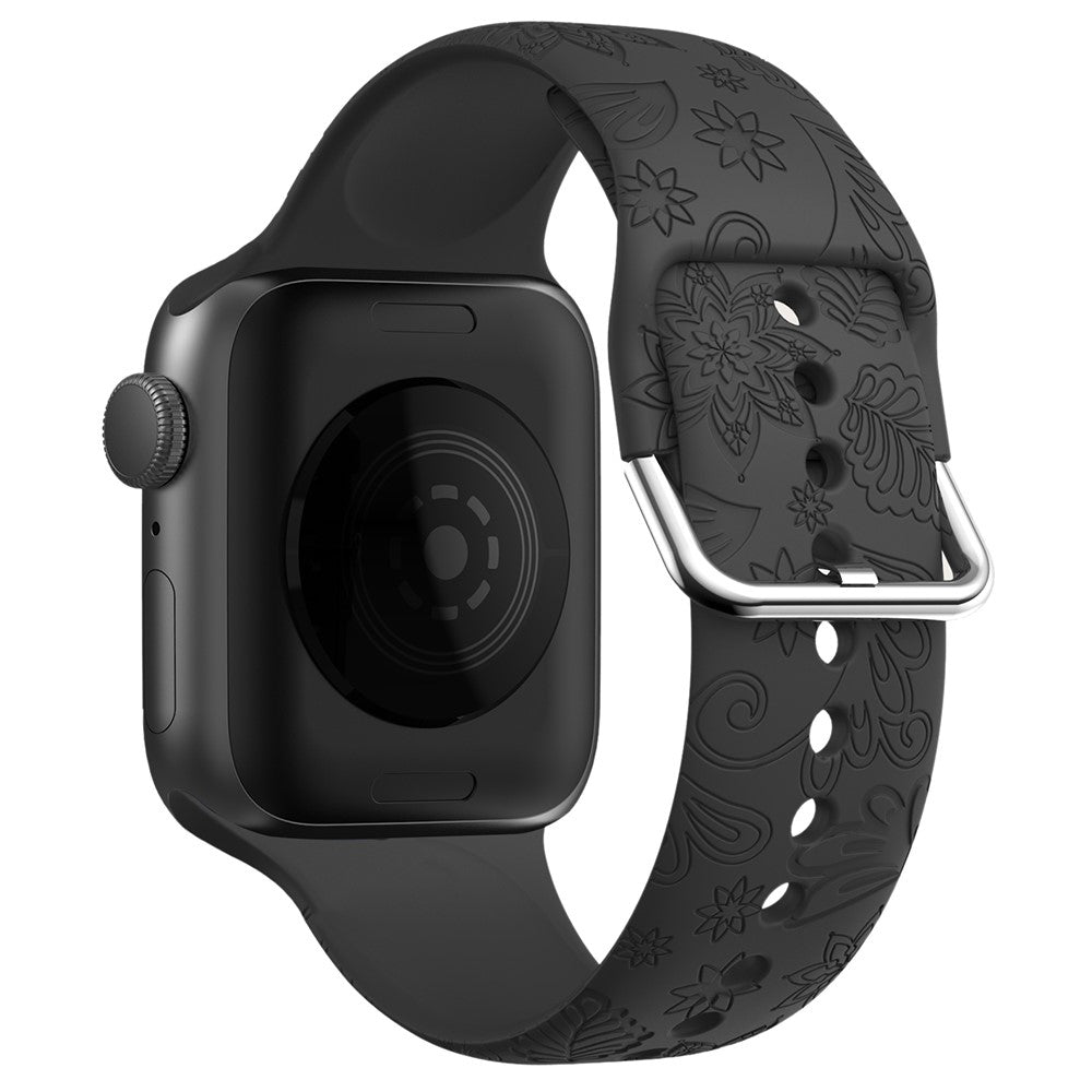 Pattern Imprinted Strap Apple Watch Series 41mm - 40mm - 38mm Silicone Watch Band - Black#serie_1