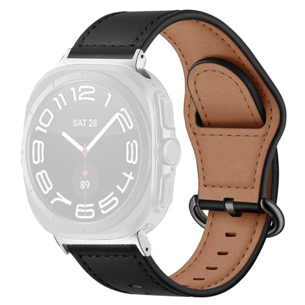 Samsung Galaxy Watch Ultra 47mm Watch Strap Genuine Cow Leather Wrist Band - Black#serie_3