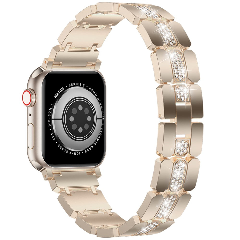 Apple Watch Series 41mm - 40mm - 38mm Stylish Rhinestones Decor Zinc Alloy Watch Band - Champagne#serie_1