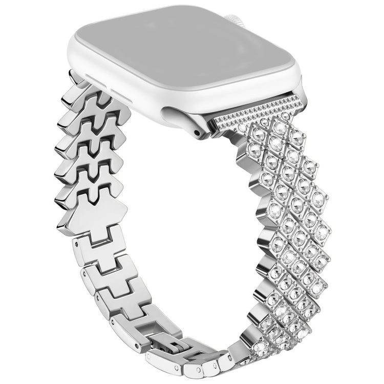 Apple Watch Series 49mm - 45mm - 44mm - 42mm Rhinestones Decor Zinc Alloy Wrist Strap - Silver#serie_2