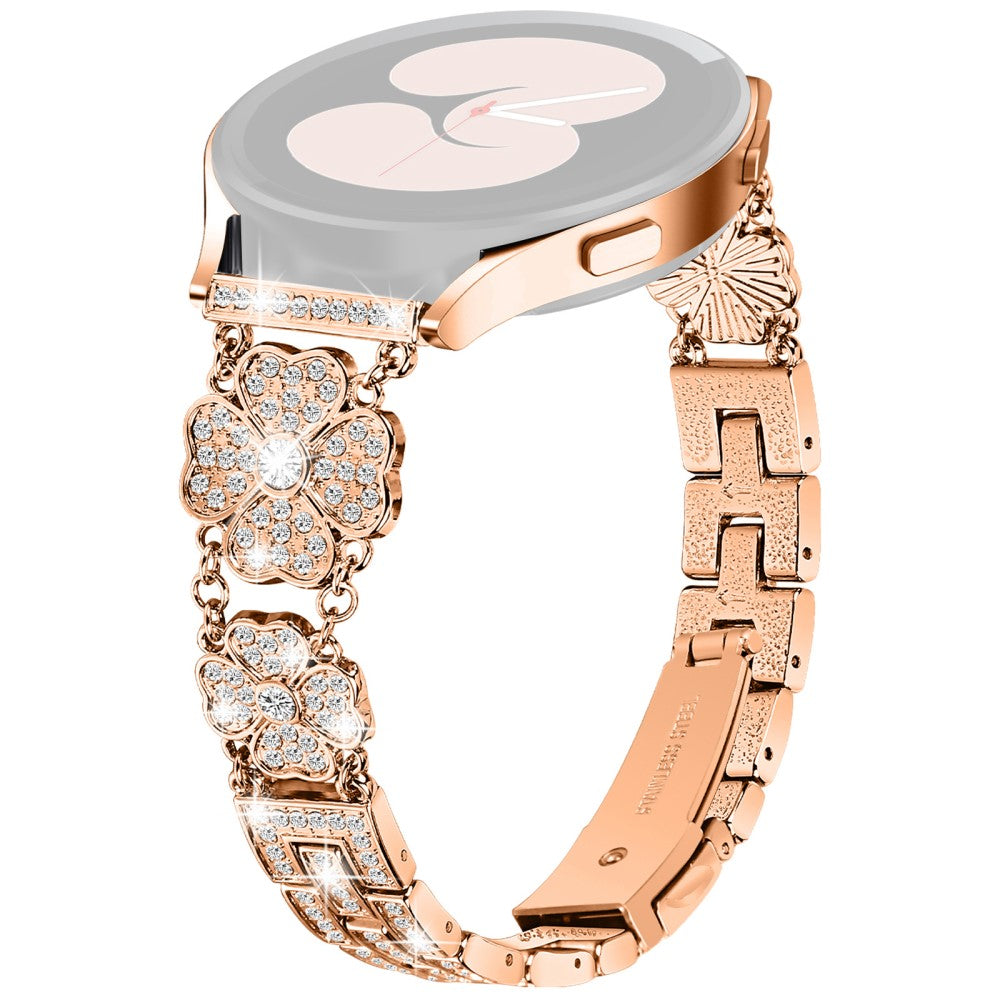 Samsung Galaxy Watch FE 40mm Jewelry Strap Shiny Four-Leaf Clover Metal Watch Band - Rose Gold#serie_3