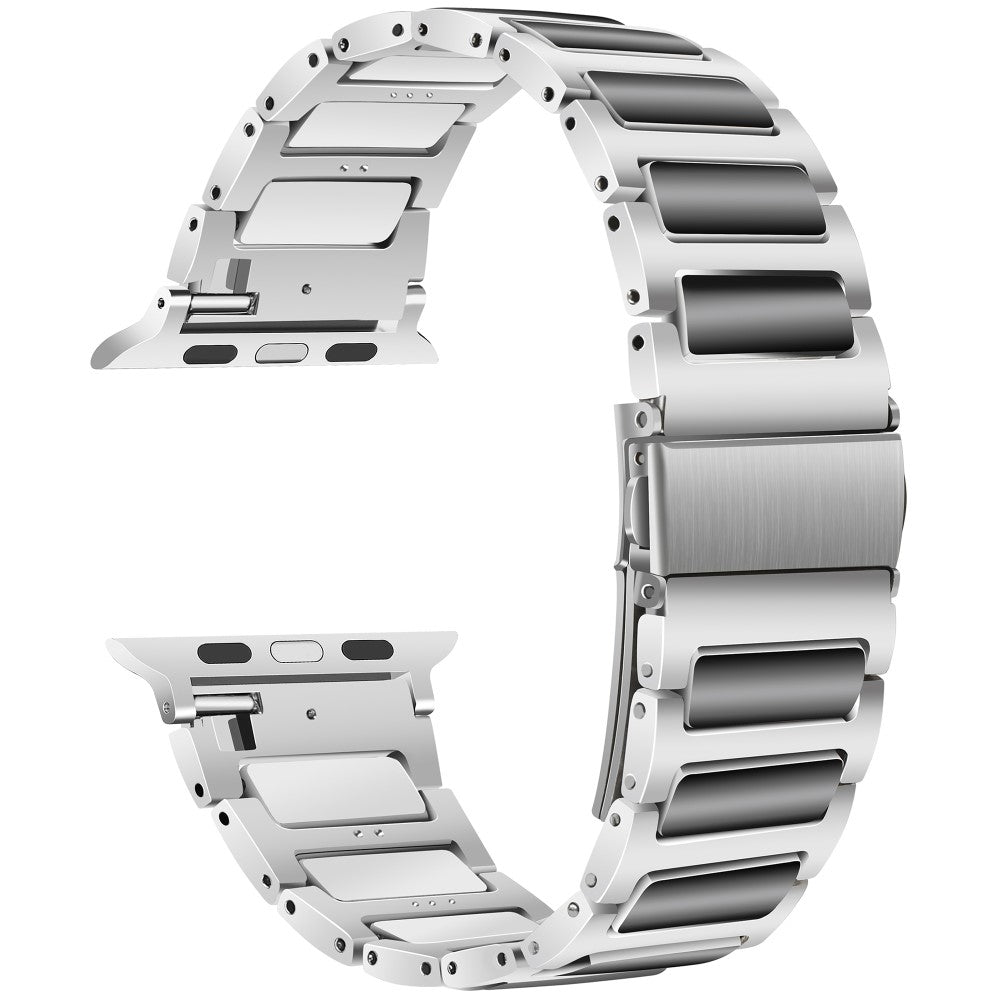 Apple Watch Series 49mm - 45mm - 44mm - 42mm Zinc Alloy Smartwatch Strap - Silver+Black#serie_4