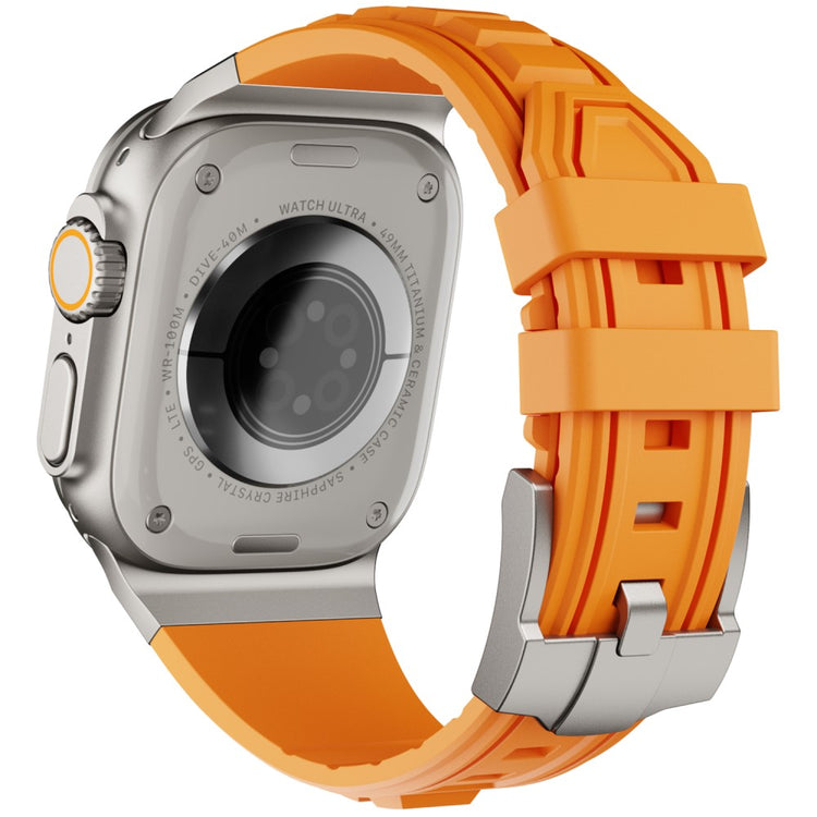 Apple Watch Series 49mm - 45mm - 44mm - 42mm Adjustable Strap Silicone Band - Titanium+Orange#serie_4